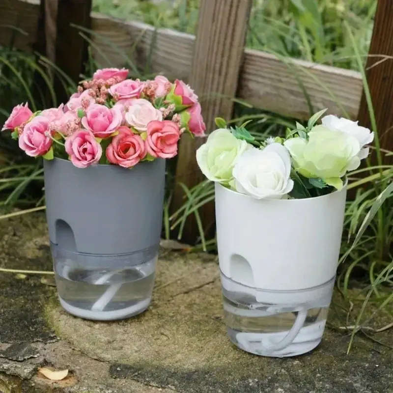 10-Pack Of Self-Absorbing Double-Layer Plastic Flower Pots