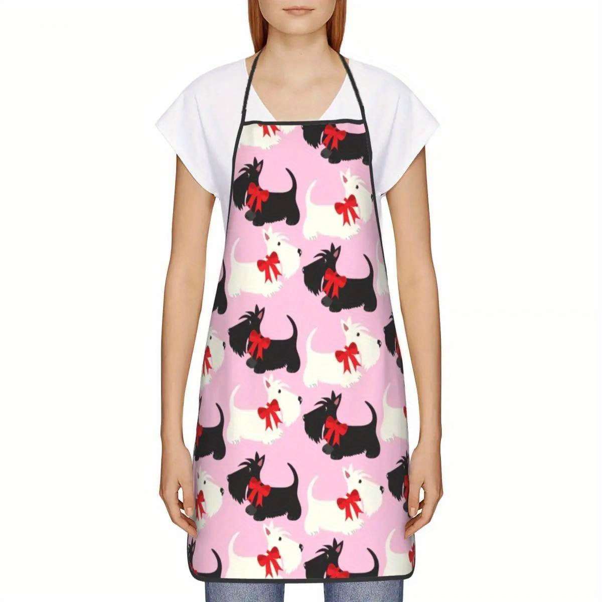 1pc Funny Cute Scotties Dog Bib Apron for Men Women Unisex Kitchen Chef Apron with Adorable
