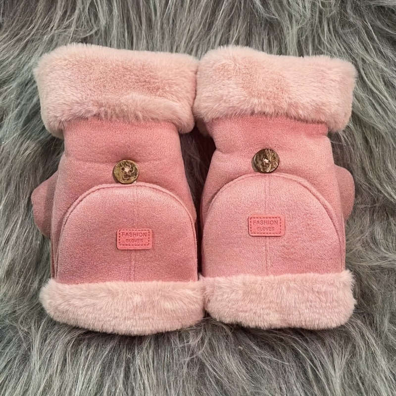 1 Pair Khaki Warm Gloves