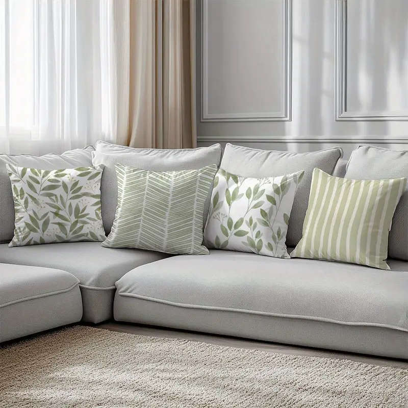 6 Pieces Botanical Print Pillow Covers - Zipper Closure & Machine Wash