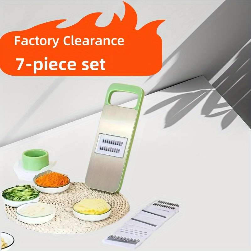 7pcs Professional Grade Kitchen Tools Stainless Steel Slicer with Replaceable Blade Thick and