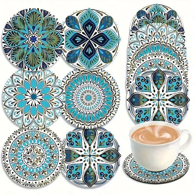 6pcs Floral and Geometric Patterns 10.01x10.01cm, Suitable for Coffee Enthusiasts