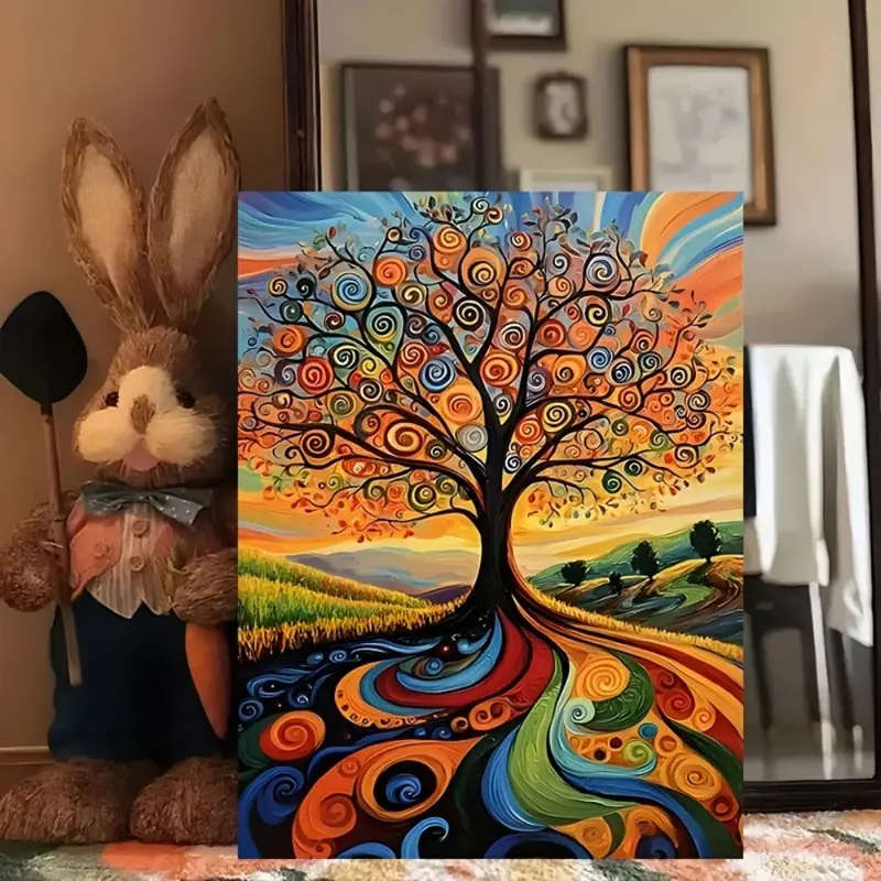 Van Gogh World Tree Canvas Print - Vibrant Abstract Landscape Wall Art, Unframed 30.48 x 40.64 cm