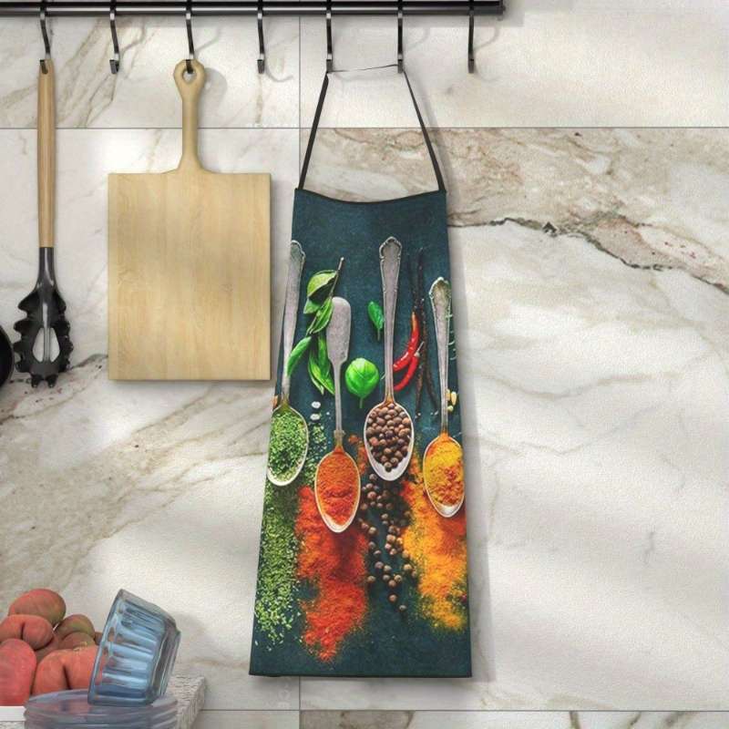 1pc Vibrant Spice Design Kitchen Apron Extra Large Sleeveless Durable Polyester Ideal for Cook