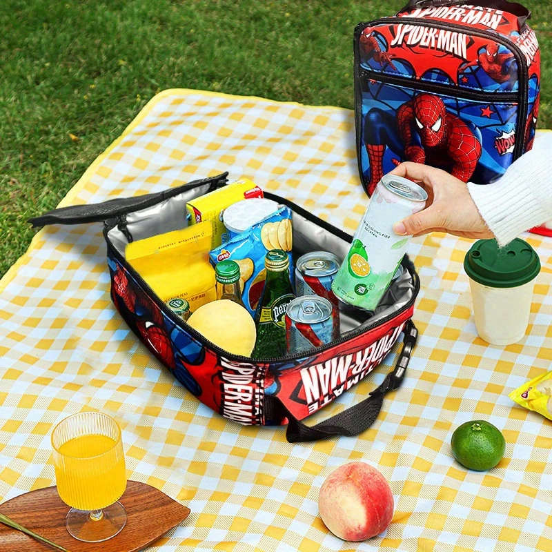 1pc Insulated Lunch Bag Portable Picnic Cooler Box with Marvel Design Durable Polyester Material