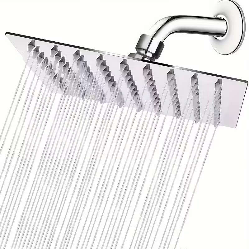 1 Set Stainless Steel Square Shower Head With Top Spray