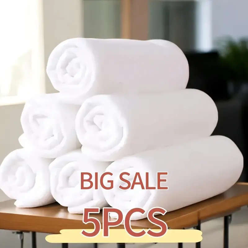 5Pack Modern Polyester Blend Bath Towels Super Absorbent Quick-Dry Textured Weave Non-Woven Fabric 5