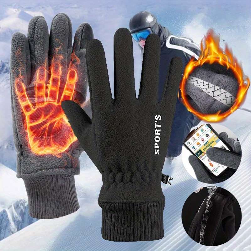 1 Pair Black Warm Gloves