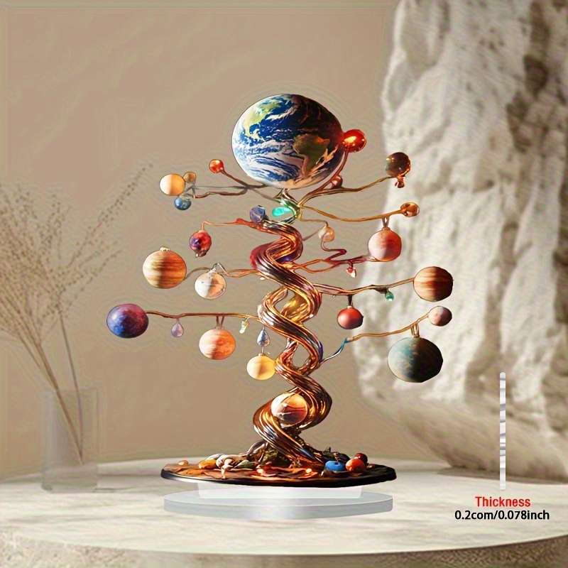 1pc 2D Flat   Acrylic Ornament A Flat Decorative Piece Earth Two-Dimensional Flat Desktop Decor