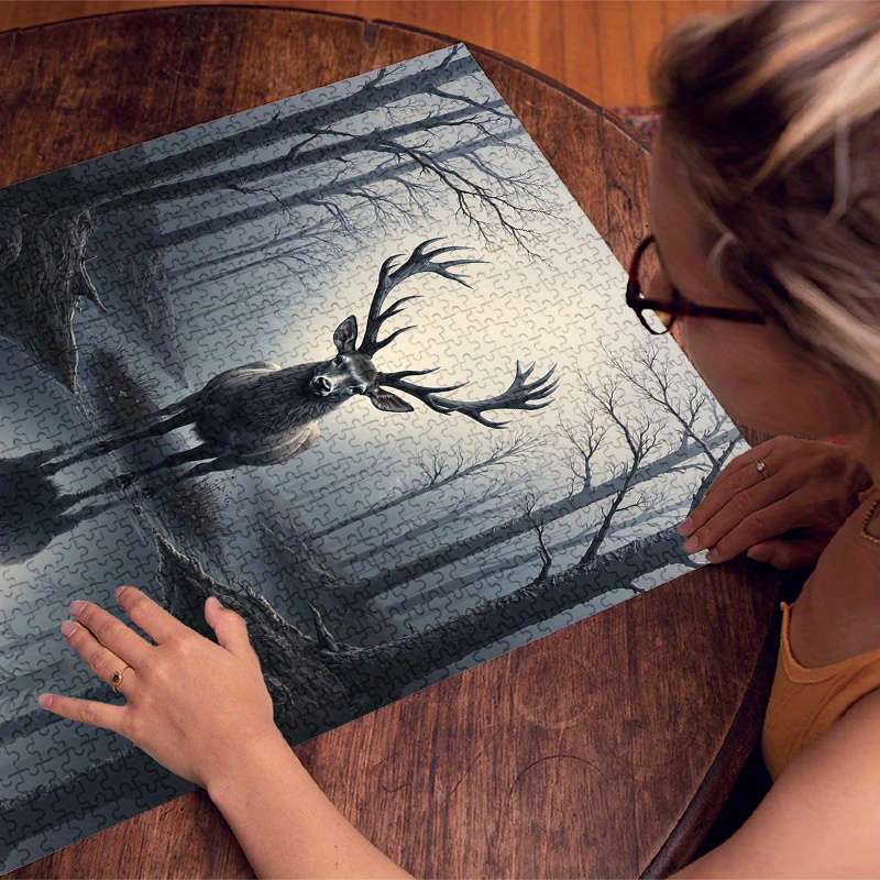 1000pcs Elk Reflection Paper Puzzle Large Challenging DIY Jigsaw Game for Adults
