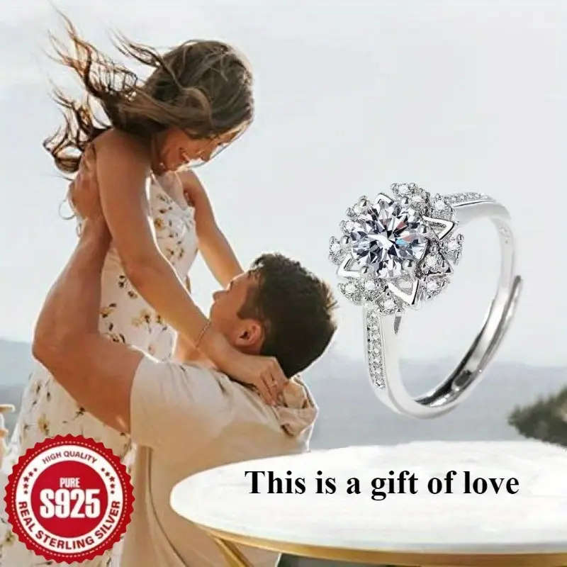 925 Sterling Silver Fashionable Snowflake Zirconia Ring