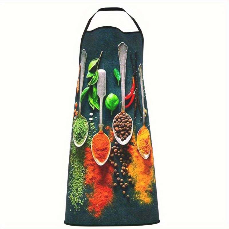 1pc Vibrant Spice Design Kitchen Apron Extra Large Sleeveless Durable Polyester Ideal for Cook