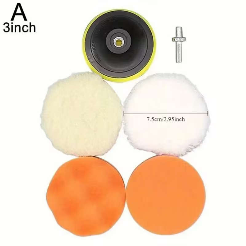 6pcs Car Polishing Kit 7.62 cm Soft Wool Pad