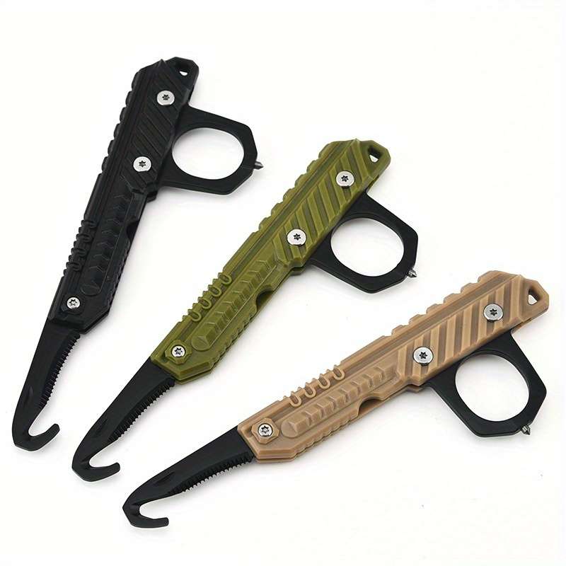 1pc Compact Folding Utility Knife Stainless Steel Multitool with Serrated Blade Rope