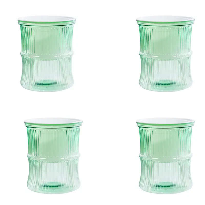 4-Pack Of Modern Self-Watering Plastic Bamboo Flower Pots Multicolour