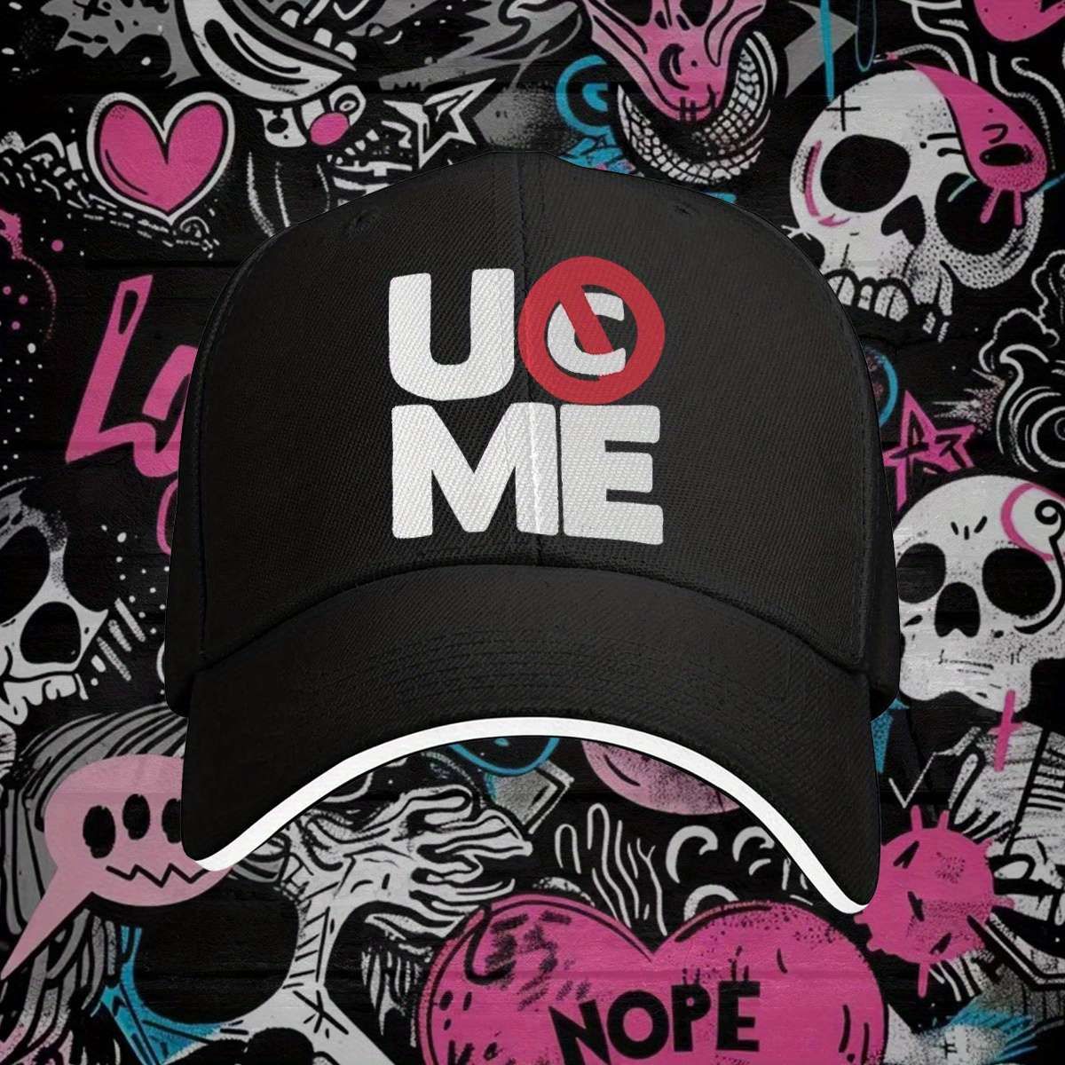 Cena Hustle Loyalty Respect Adjustable Baseball Cap Black with Bold U ME Graphic 100% Poly
