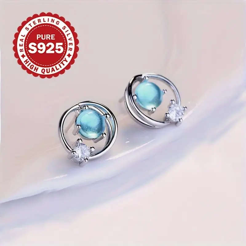 925 Silver Plated Inlaid Synthetic Zirconia Earrings