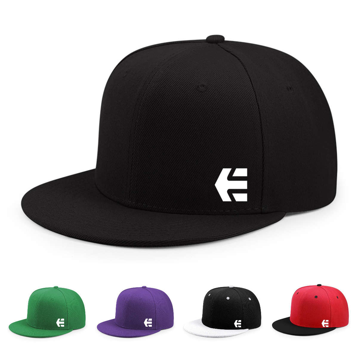 Adjustable Snapback Baseball Cap Lightweight Sun-Protective Polyester With Stylish Flat Brim