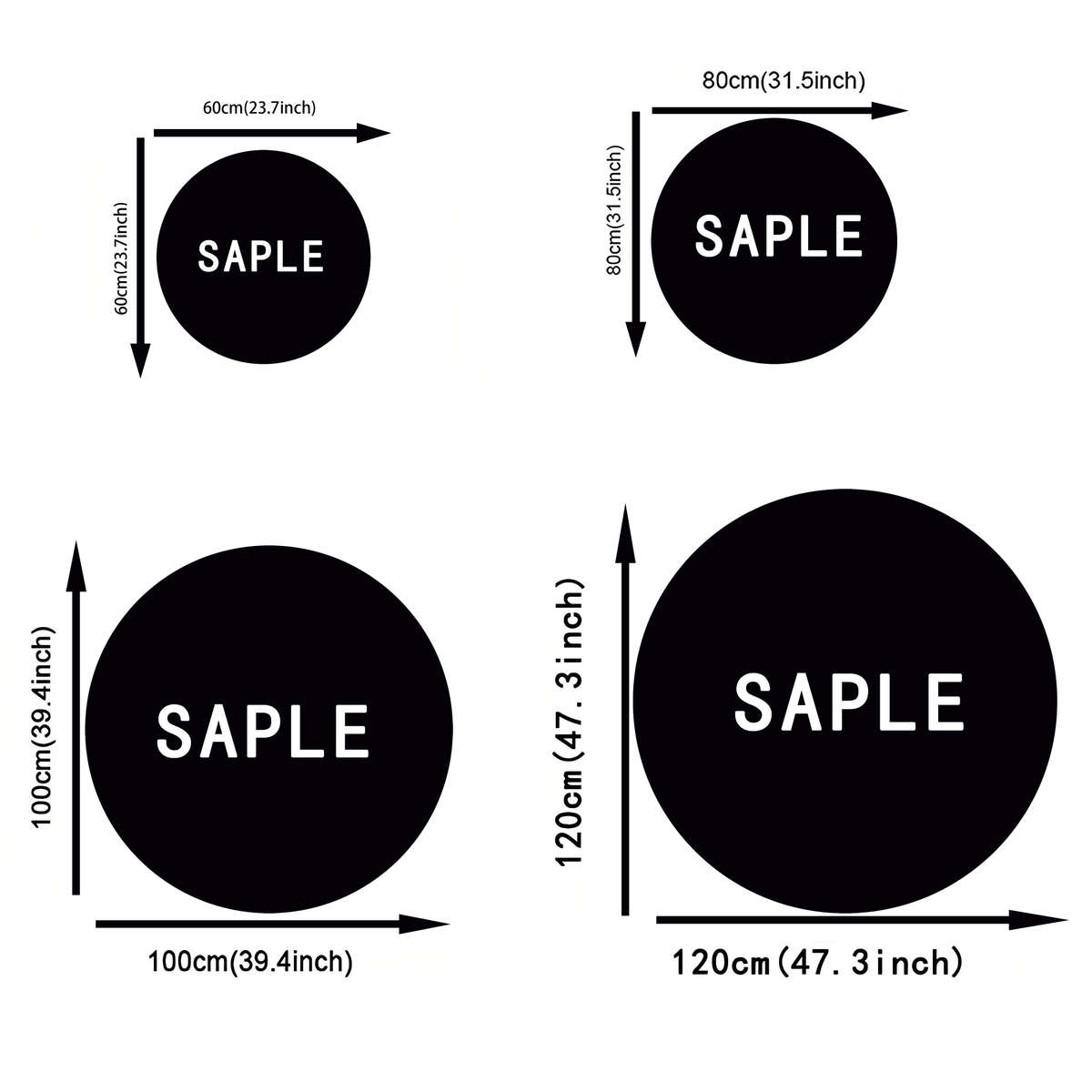 1Pc Diameter 100cm 39.37inch Floor Mat