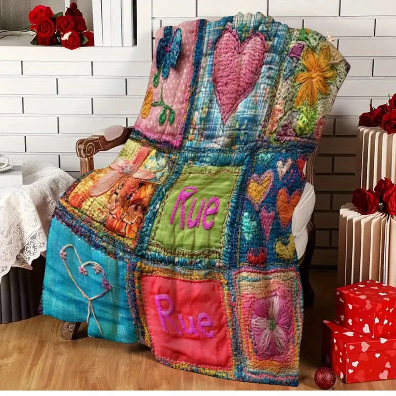 1 x Handmade Vintage Patchwork Flannel Throw Blanket 150*200cm