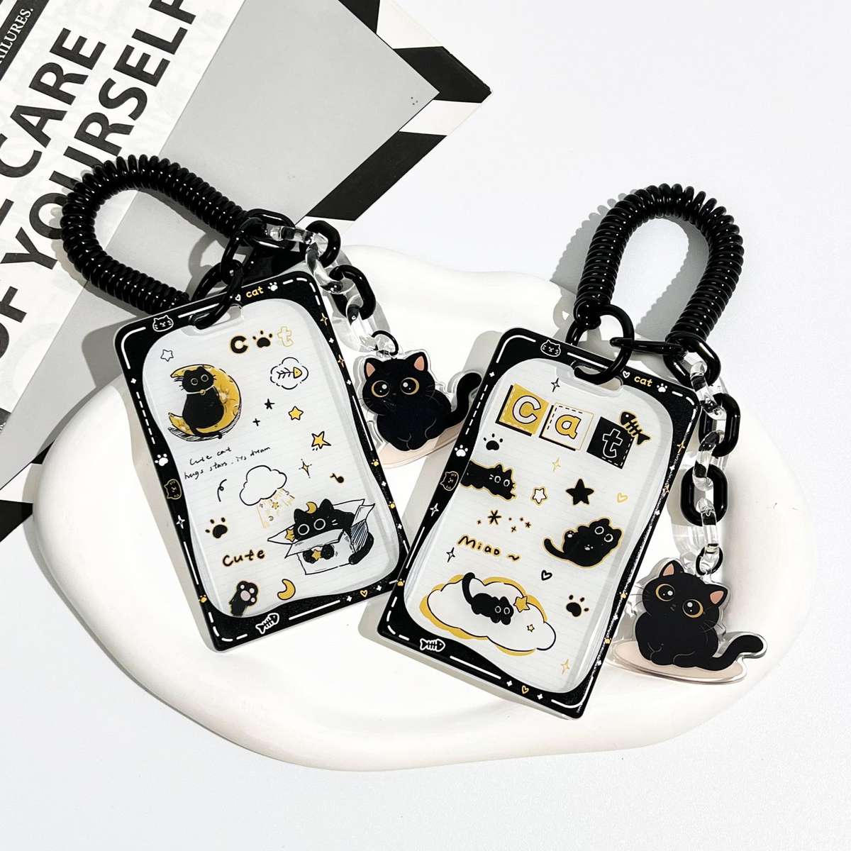 Adorable Star Cat Pendant Id Card Holder