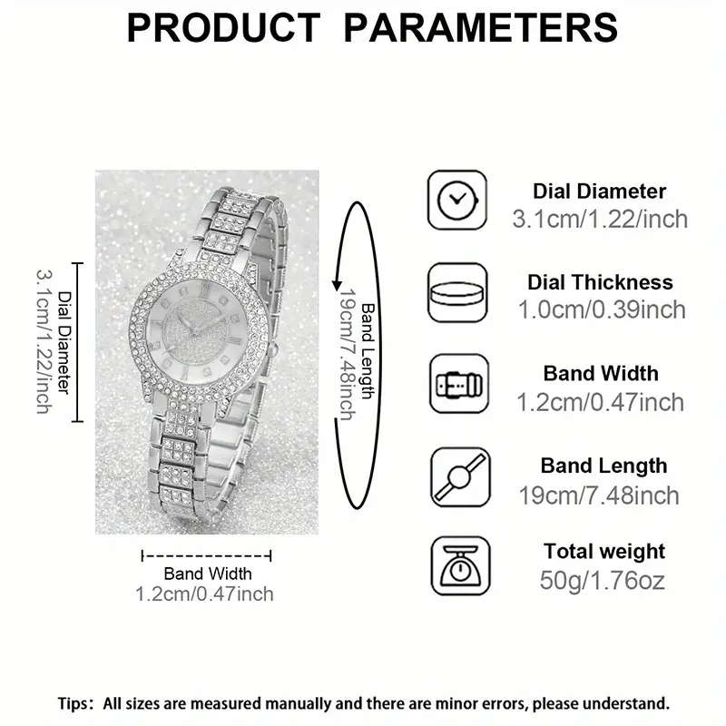 6Piece New Ladies Silver Quartz Watch