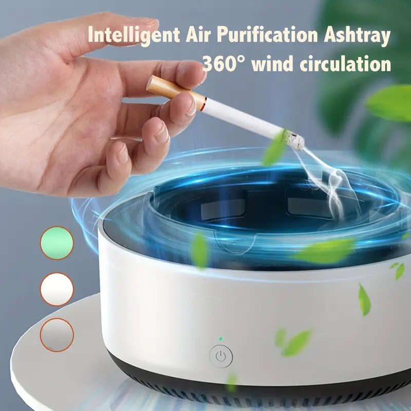 1pc A Battery-Powered Ashtray Designed for Home Use That Smartly Eliminates Secondhand Smoke And Od