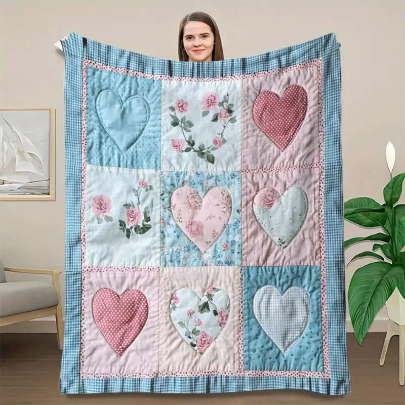 1 Vintage Heart Patchwork Quilt 130*150CM
