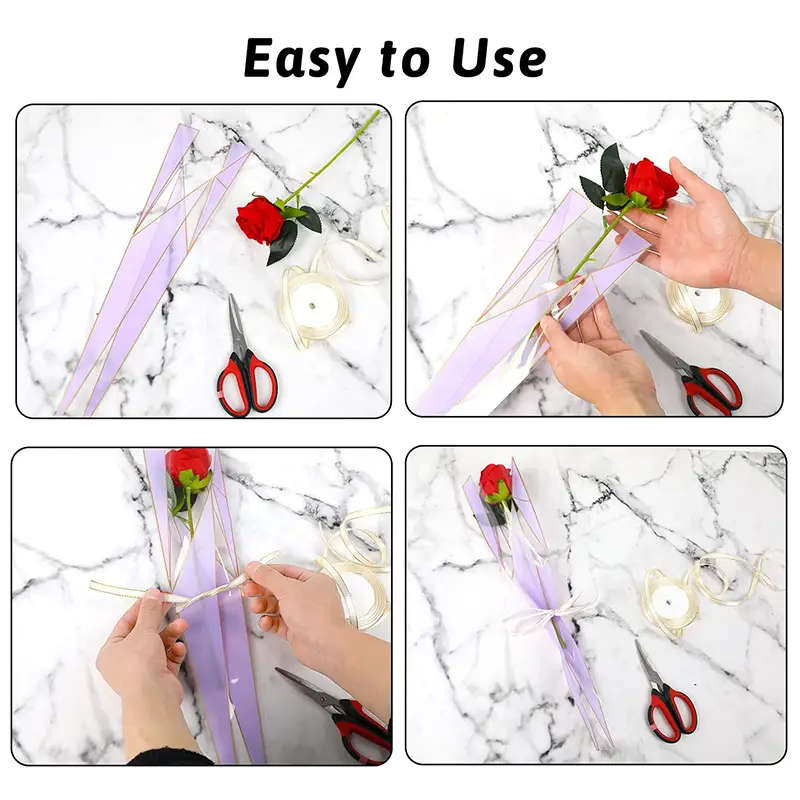 50-Pack Of Floral Plastic Flower Sleeves