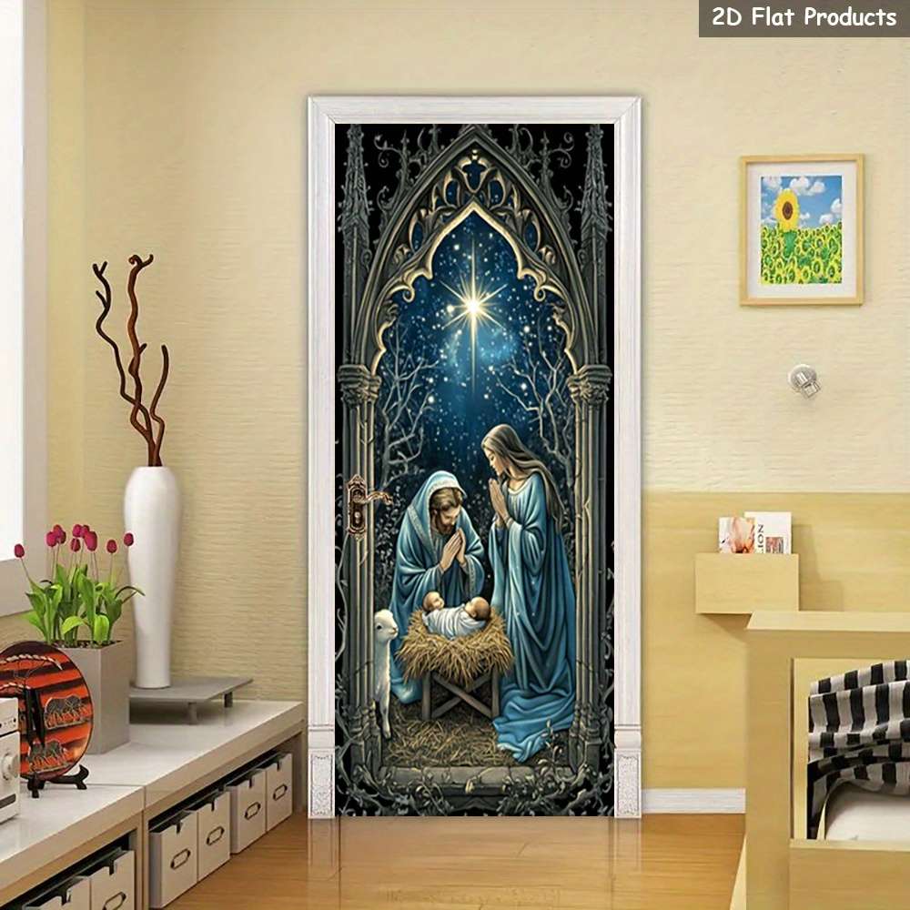 1pc 76.96x199.9cm Jesus Christian Themed Stickers