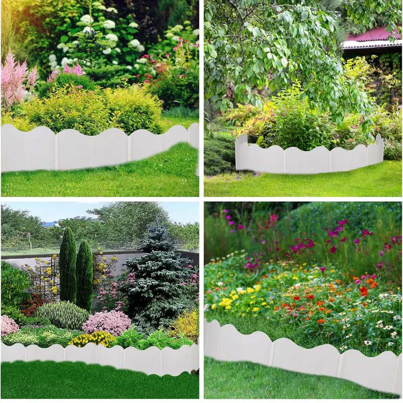 21-Piece Interlocking Landscape Fence Edging White