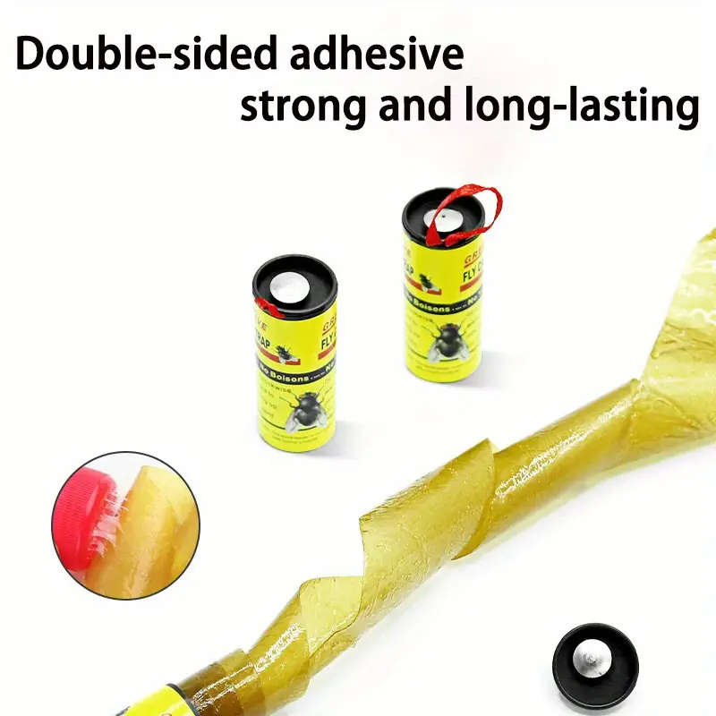 3-Piece Non-Toxic Sticky Fly Traps Heavy Duty Sticky Insect Catcher Reel With Hanging Loop