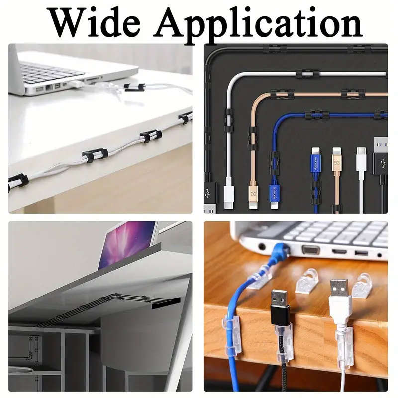 Brand New 100pcs Cable Clips Black Adhesive Cable Clips