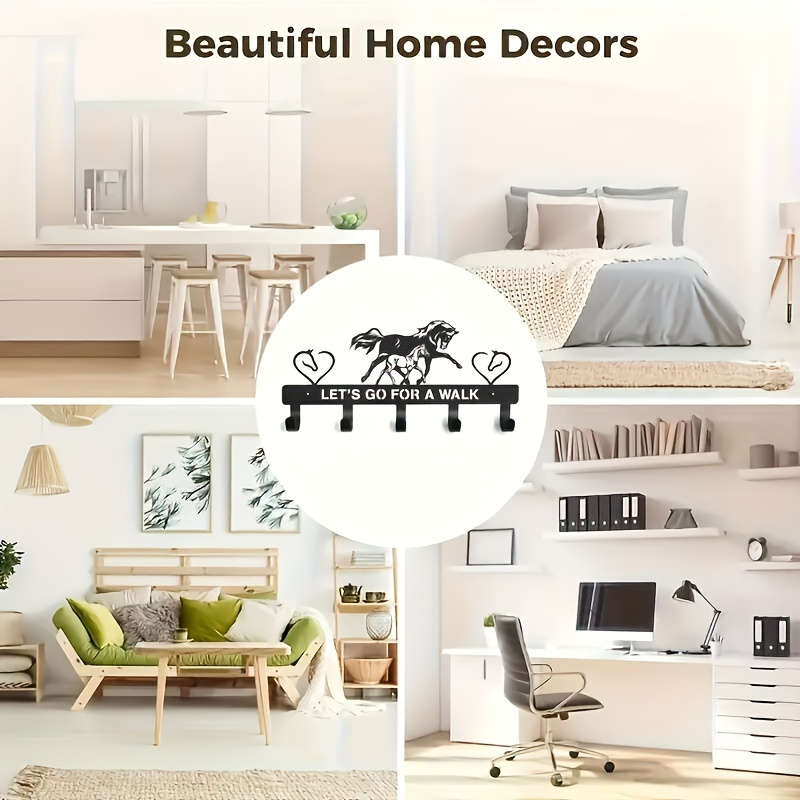 Rustic Metal Horse Key Holder with Wall Mount Rust Resistant Multi-Purpose Coat and Backpack Hange