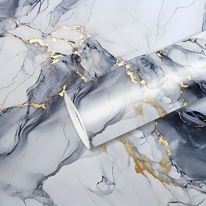 1PC Wall StickersGray Blue Golden60cmX300cm