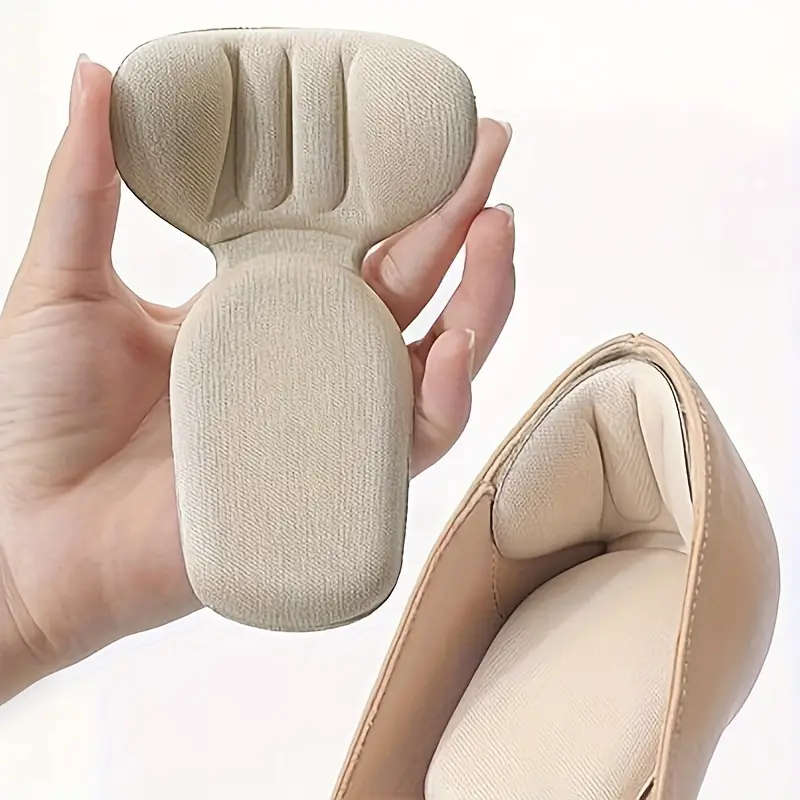 2pcs Beige Memory Foam T-Shaped High Heel Insoles for Women Non-Slip Comfort Half Pads with Arch Hee