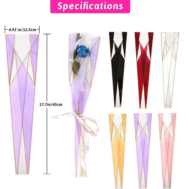 50-Pack Of Floral Plastic Flower Sleeves