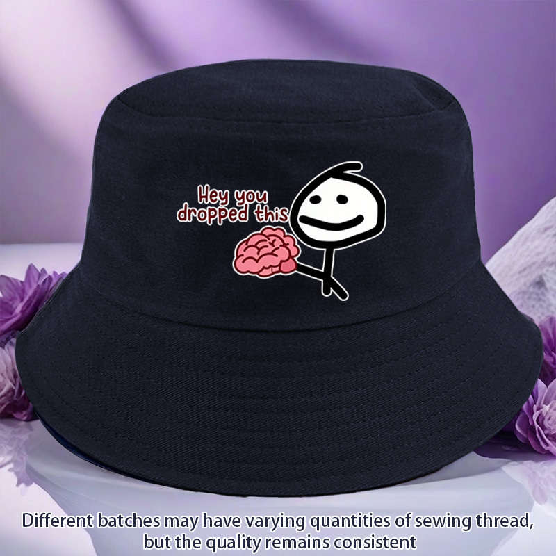 1pc "Hey You Dropped" Printed Bucket Hat Lightweight Polyester Woven Non-Stretch Multicolor
