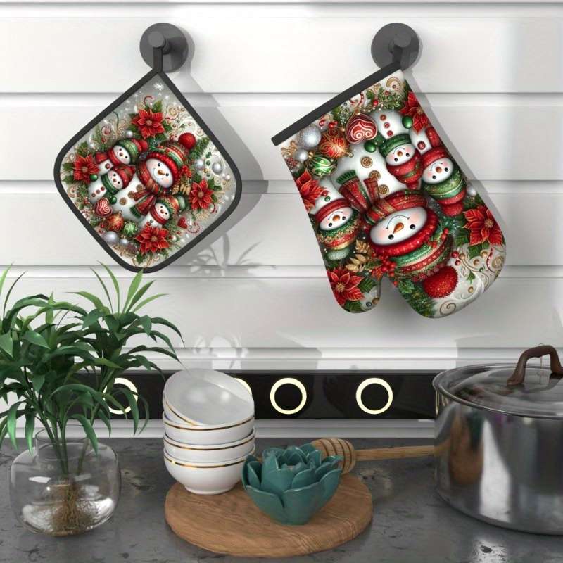 2pcs Heat Resistant Oven Mitts And Potholders