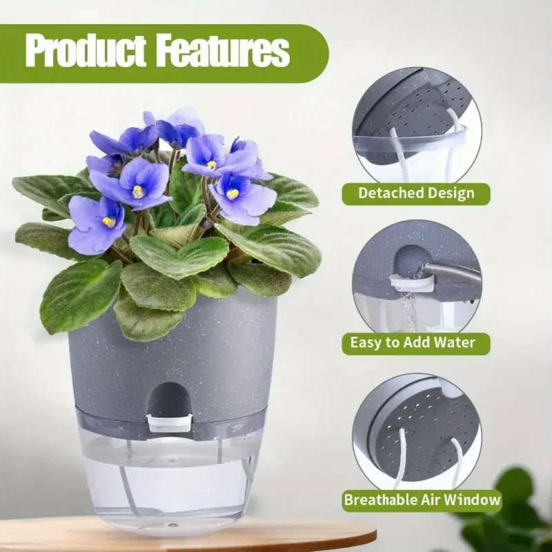 10-Pack Of Self-Absorbing Double-Layer Plastic Flower Pots