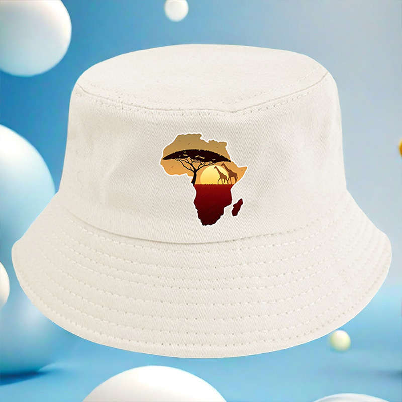 African Landscape Bucket Hat With Sunset Acacia Tree Design C Lightweight Versatile And
