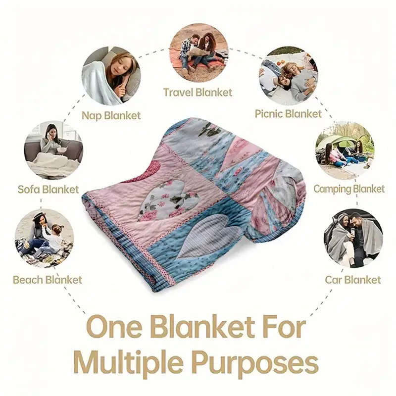 1 Vintage Heart Patchwork Quilt 130*150CM