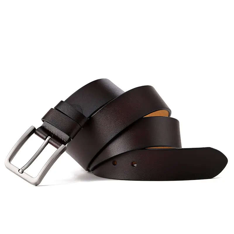 Men's Cowhide Belt, Men's Buttoned Leather Belt