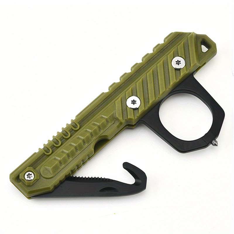 1pc Compact Folding Utility Knife Stainless Steel Multitool with Serrated Blade Rope