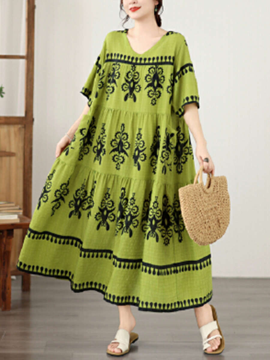 Women S Dress Color Green Size Asian One Size
