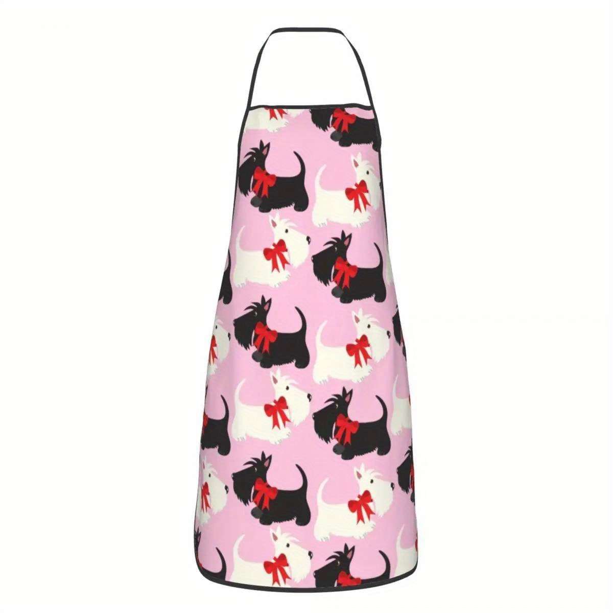 1pc Funny Cute Scotties Dog Bib Apron for Men Women Unisex Kitchen Chef Apron with Adorable