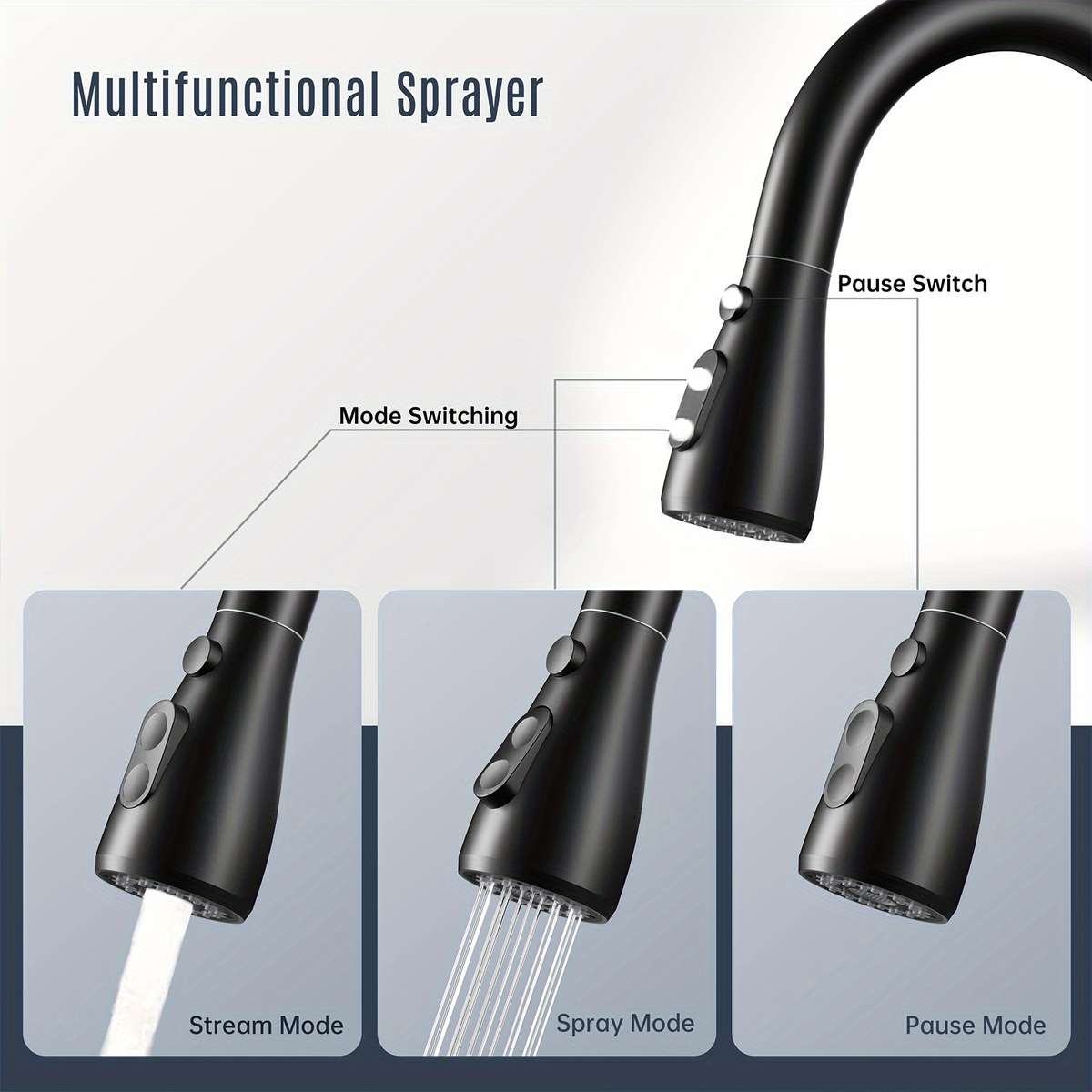 Stainless Steel Pull-Out Spray Kitchen Faucet Modern High Arc Single Handle Oil Rub Surface F