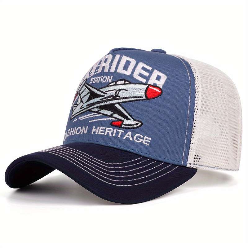 1pc Men'S Polyester Baseball Cap with Embroidered Logo Spring Autumn Sun Protection Trucker Hat