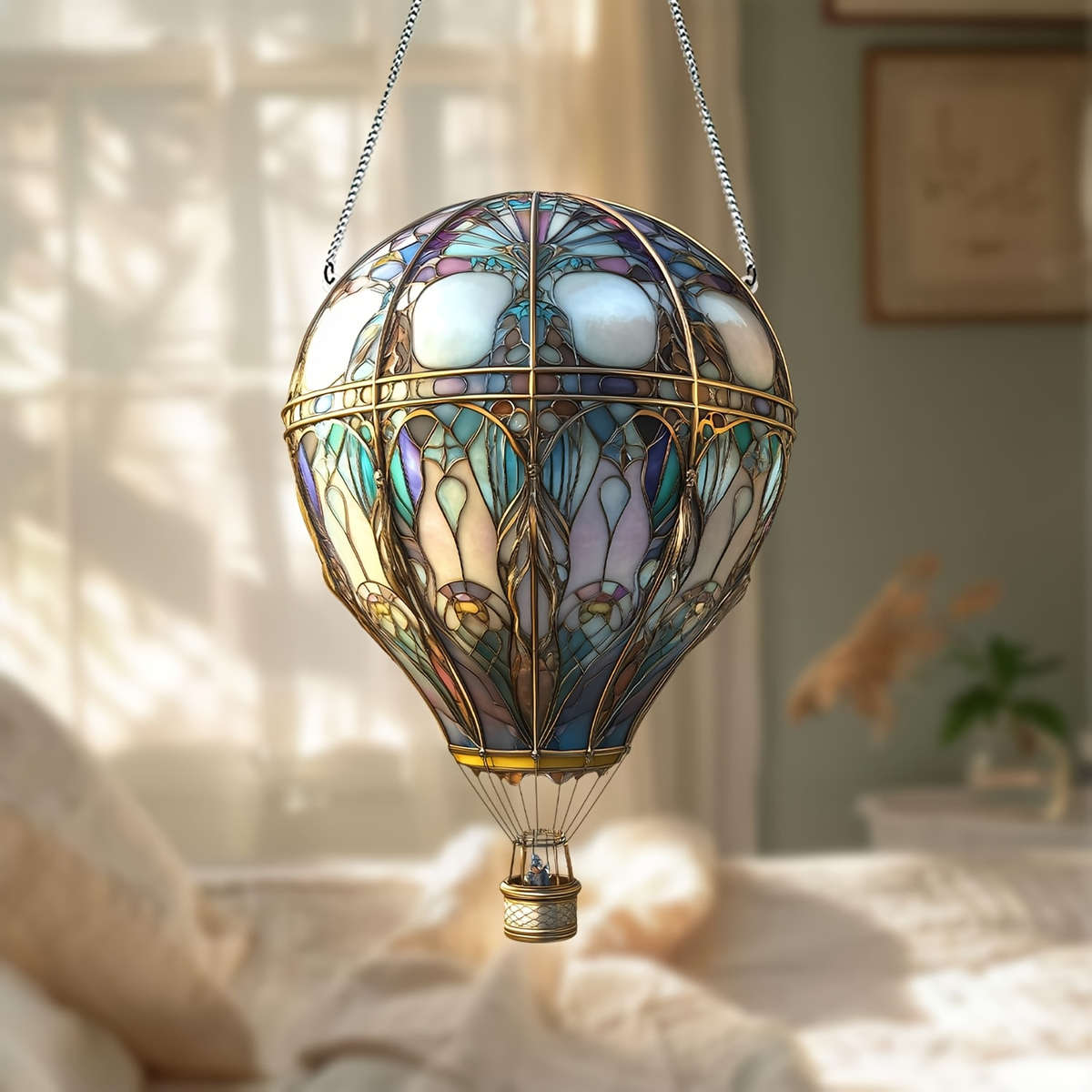2D Flat plane hot air balloon sunbather animal theme earth day decoration home ga