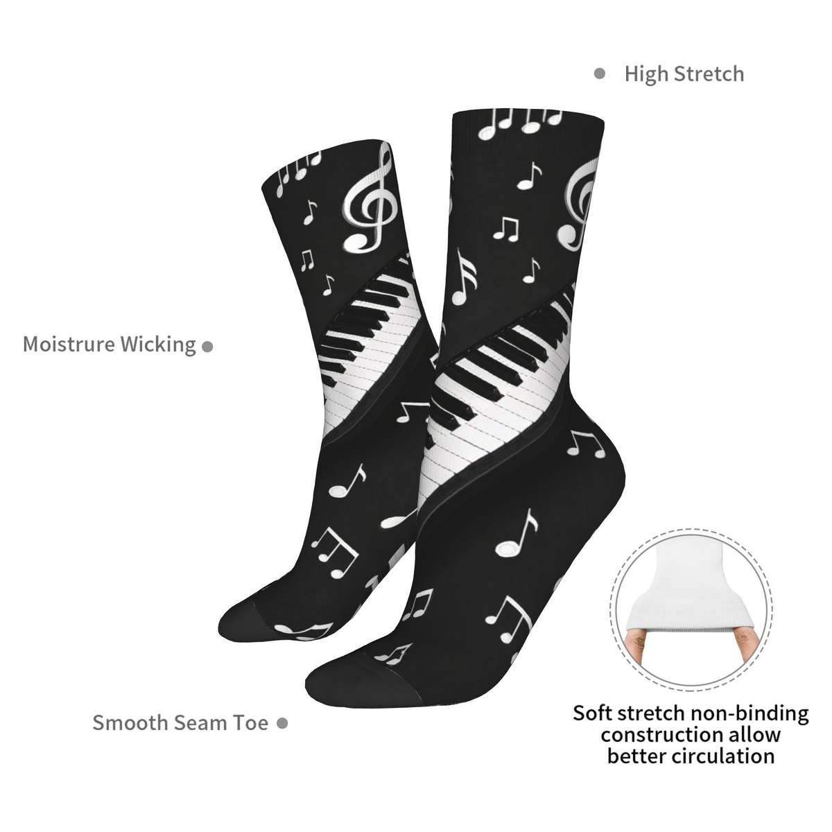 1 Pair Black One Size Socks